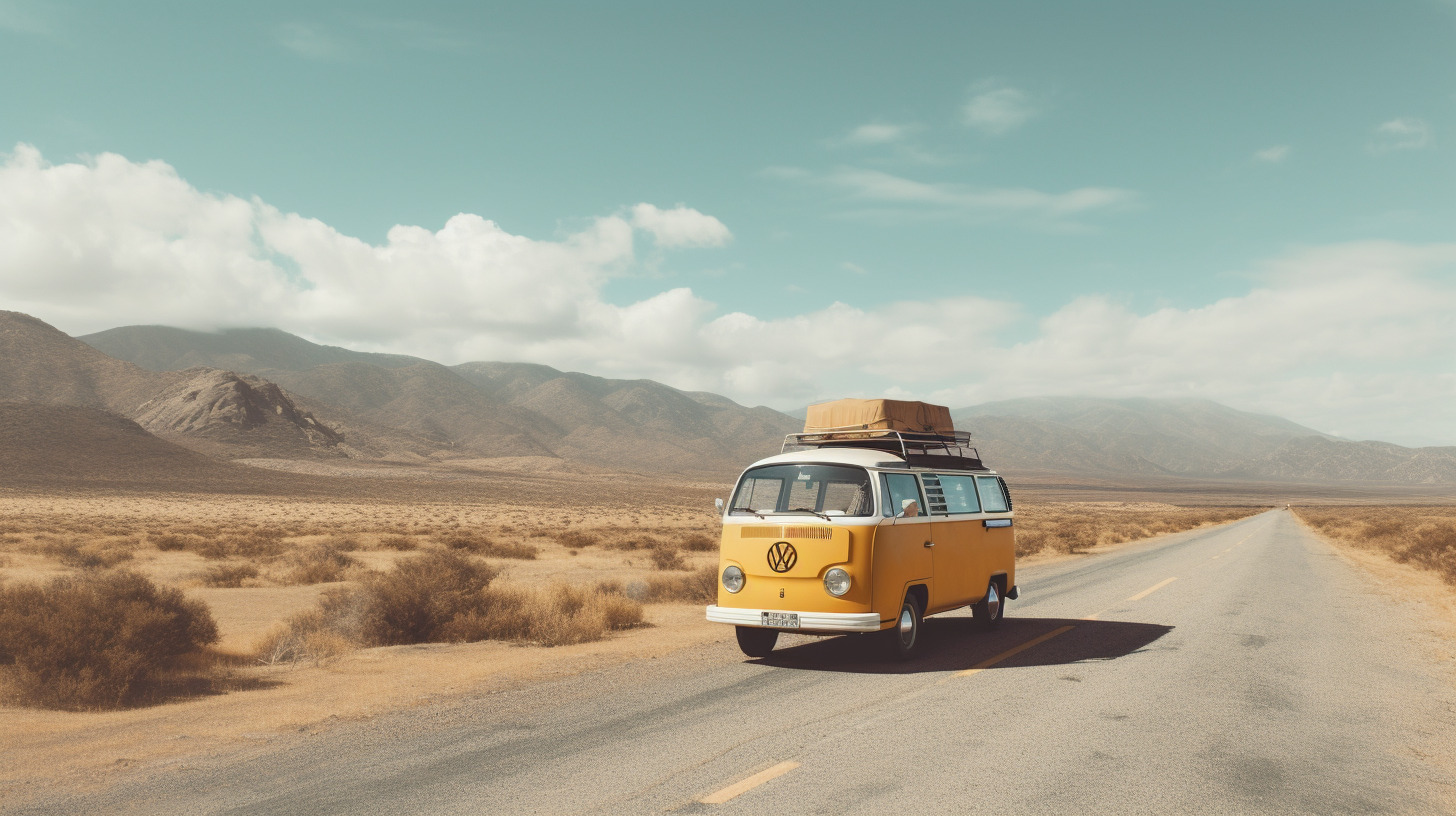 Road-trip en voiture dans le désert